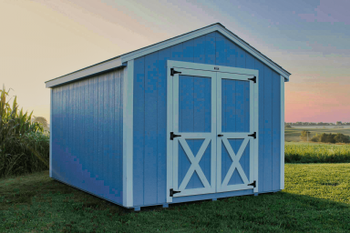 blue utility shed