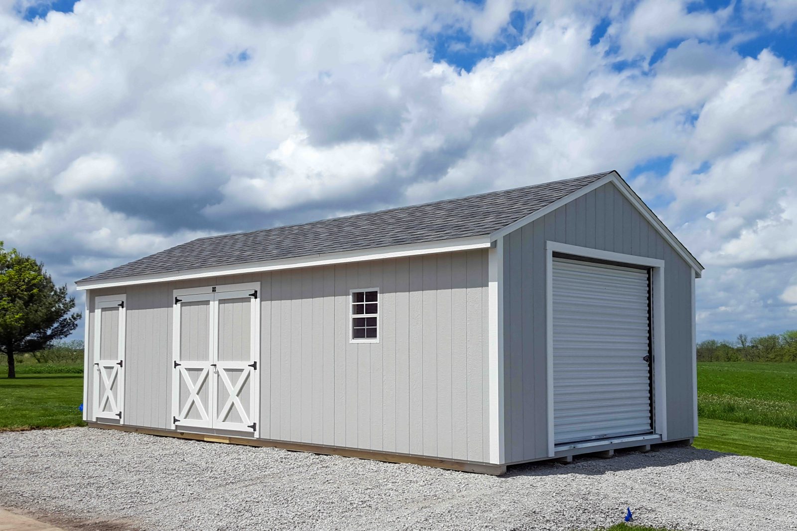 12x24 garage shed with rollup door